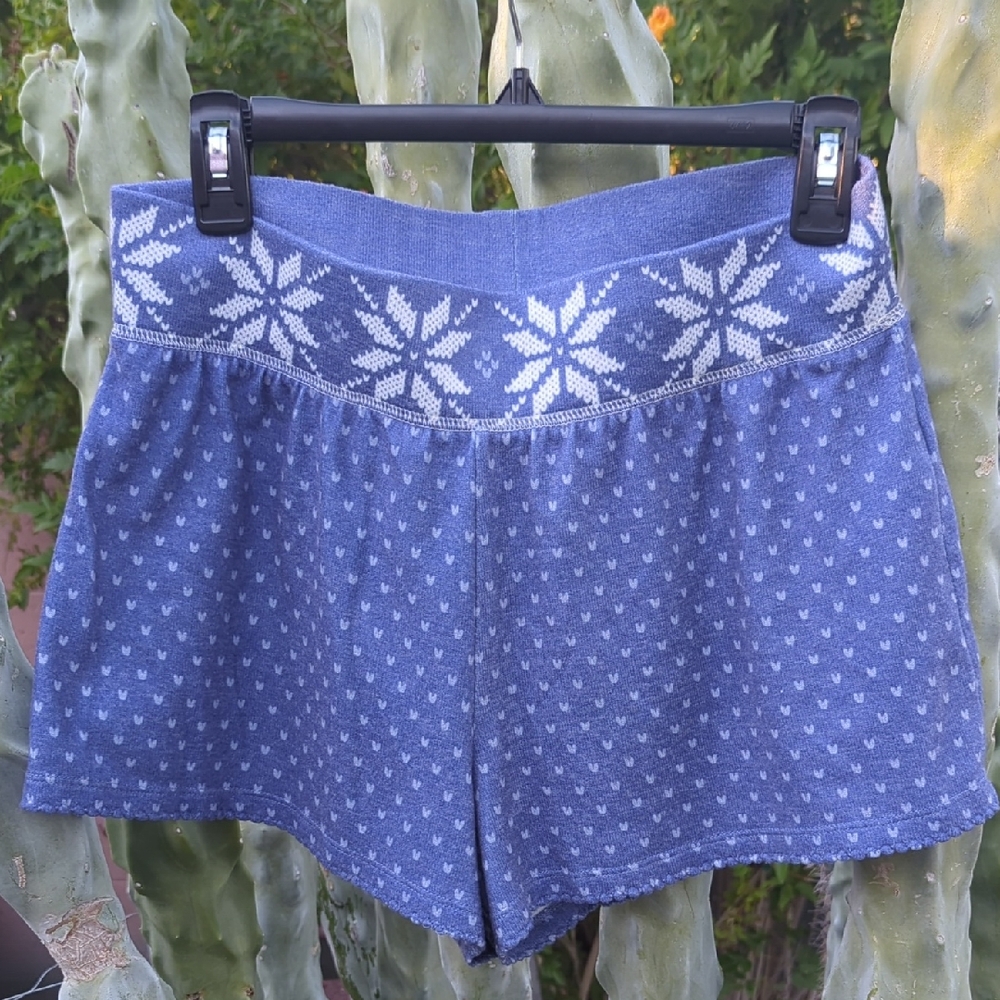P.J. Salvage Blue Fair Isle Snowflake Jersey Pajama Shorts Medium